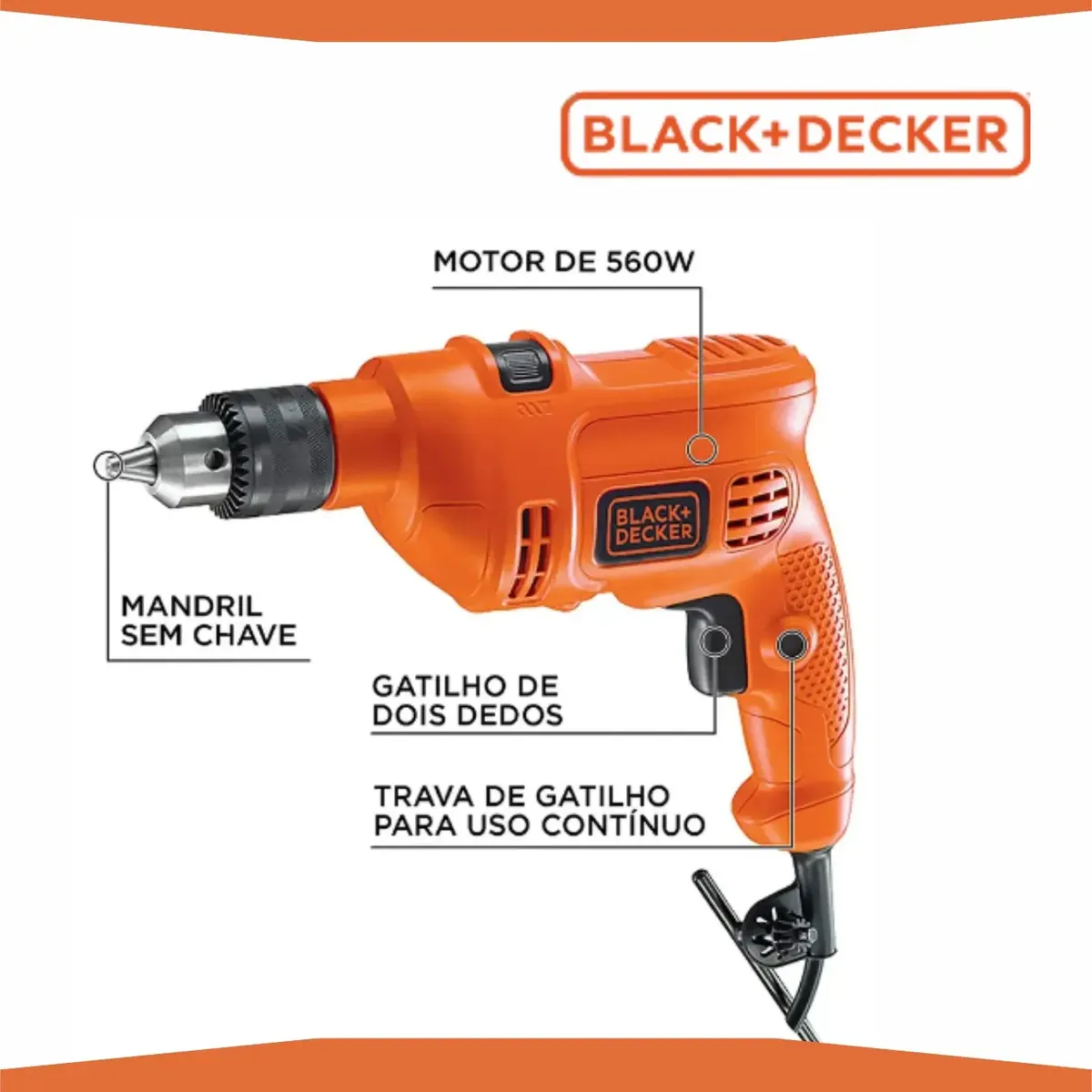FURADEIRA DE IMPACTO 3/8 BLACK & DECKER 127V - 4