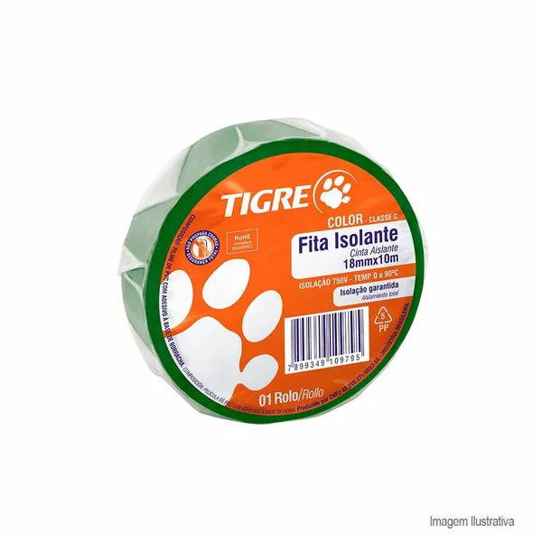 Fita Isolante Tigre Color Verde (10 metros) - 2